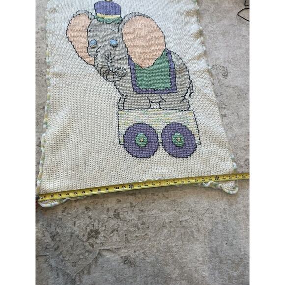 Handmade Knit Elephant Baby Blanket 27”x40” Beautiful Quality - Picture 3 of 5